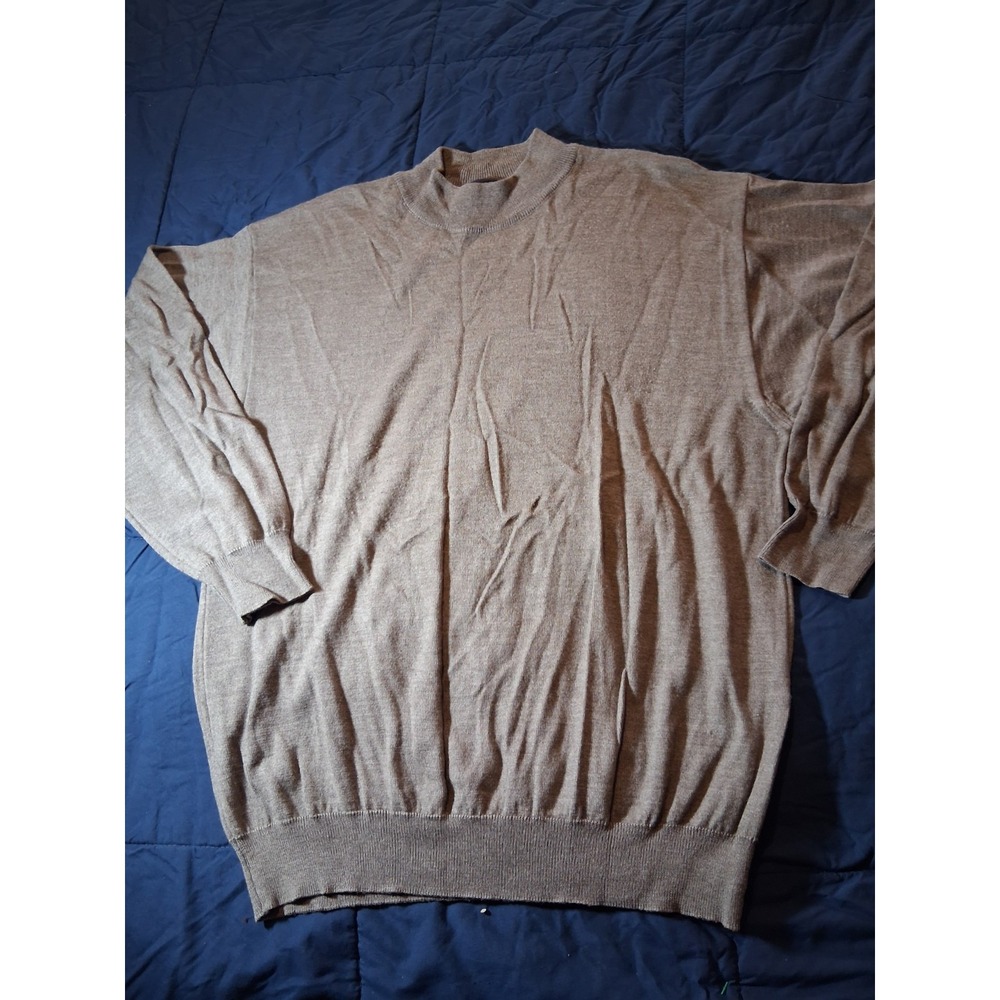Giglio Rosso Sweater Mens Size XL Beige Mock Neck Wool Blend Made‎ In Italy